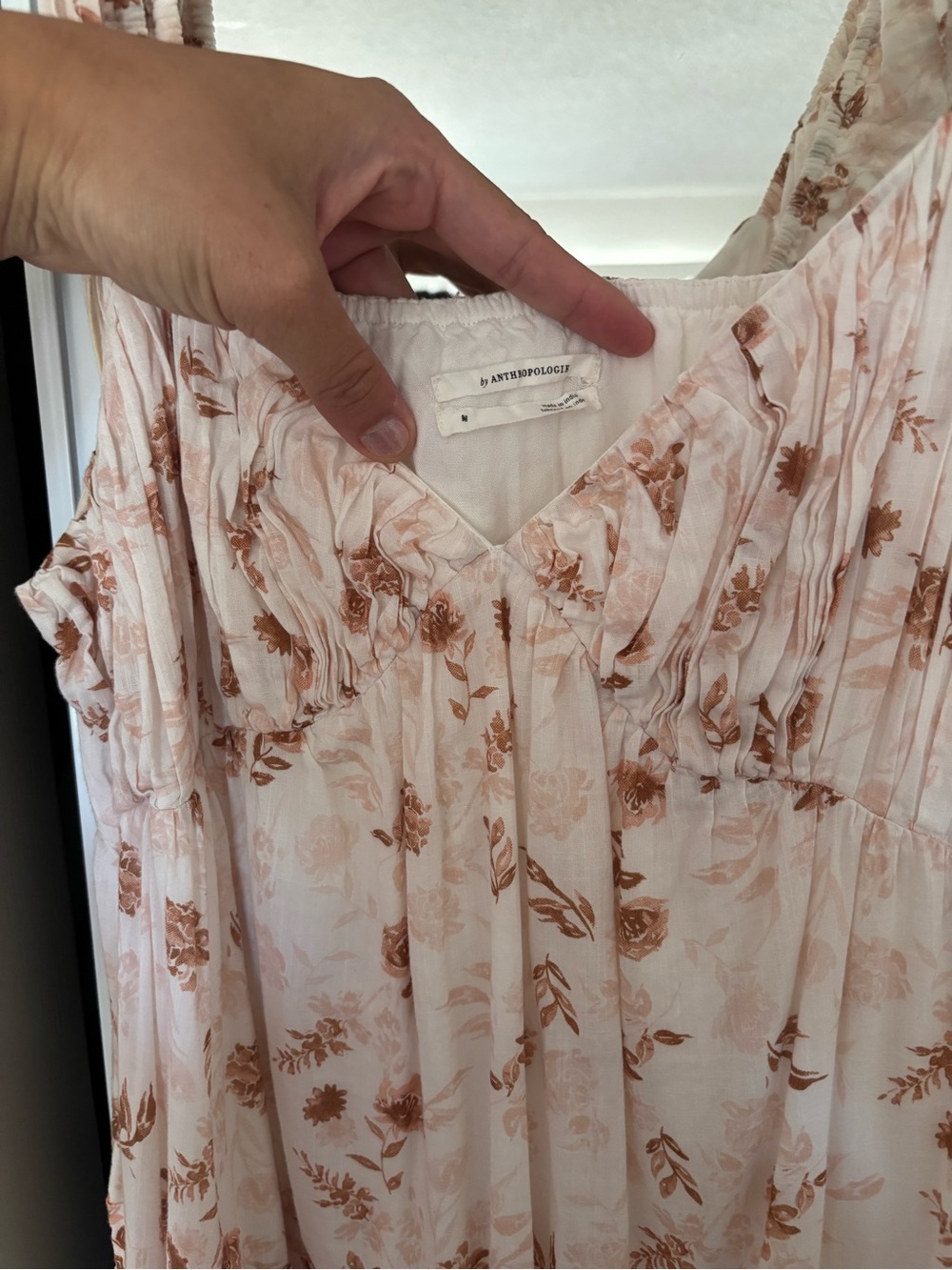 Anthropologie Blush Pink Floral V-Neck dress